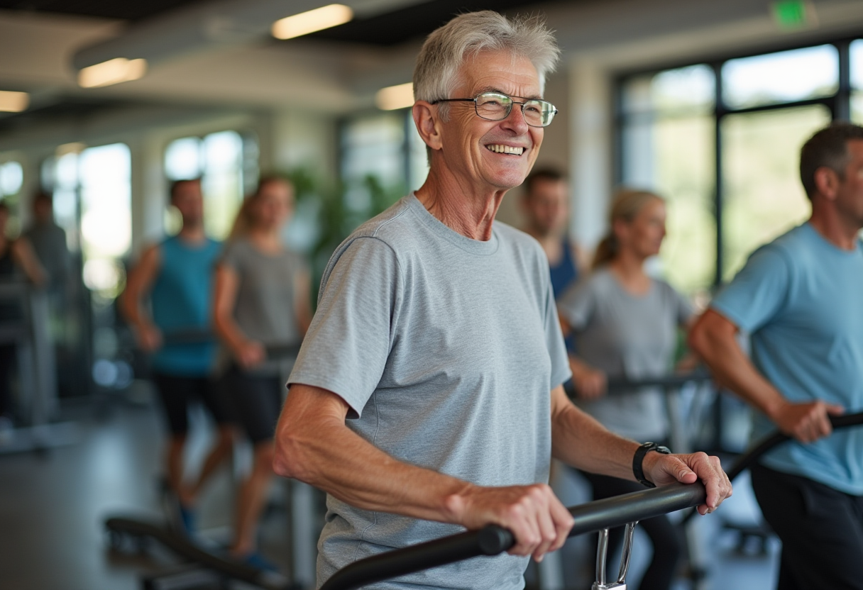 Активні старші люди на тренуванні